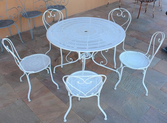 Garden Furniture Set In Wrought Iron 1950s Or 1960s Of 6 En Vente Sur Pamono Garden Furniture Set In Wrought Iron, Wrought Iron Patio Chair Sets