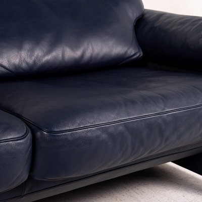 Dark blue leather sofa discount