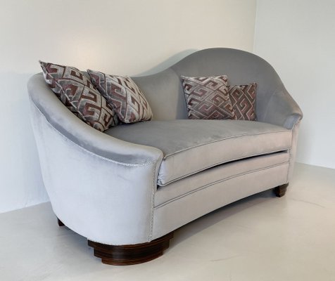 Art Deco Velvet and Macassar Sofa 1950s for sale at Pamono
