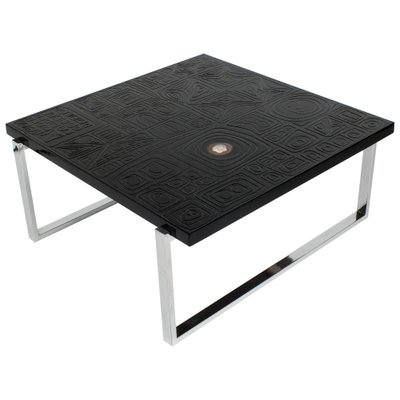 Square Coffee Table In Black Resin With, Square Coffee Table Black Legs