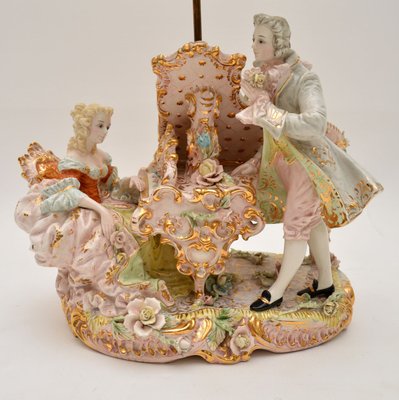Antique Italian Capodimonte Porcelain, Vintage Porcelain Figurine Table Lamps