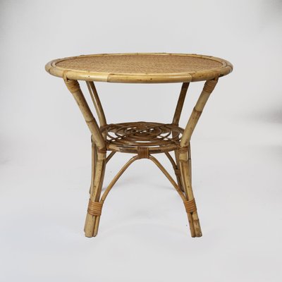 Vintage Round Bamboo Coffee Table, Vintage Round Bamboo Coffee Table