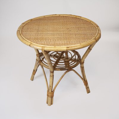 Vintage Round Bamboo Coffee Table, Vintage Round Bamboo Coffee Table