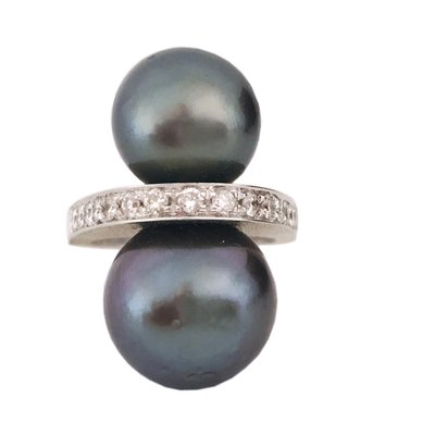 Tahitian Black Pearl And White Diamond Toi Et Moi Cocktail Ring From Berca For Sale At Pamono Tahitian Black Pearl And White Diamond Toi Et Moi Cocktail Ring From Berca For Sale At Pamono