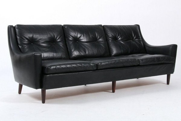 Mid Century Danish 3 Seater Sofa In Black Leather 1960s For At Pamono Mid Century Danish 3 Seater Sofa In, Black Leather 3 Seater Sofa Bed