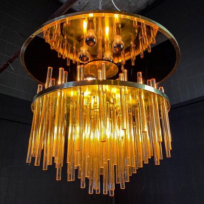 Chandelier With Amber Glass Rods By, Contemporary Amber Glass Chandeliers