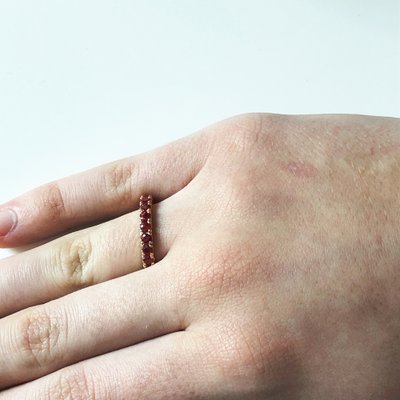 2.11K Brilliant Cut Natural Red Ruby 18K Gold Eternity Band Ring