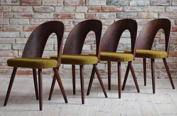 Mid-Century Dining Chairs in Kvadrat Honey-Olive Boucle by A