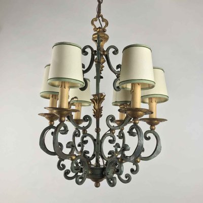 Wrought Iron Lacquered And Gilded Chandelier For At Pamono Wrought Iron Lacquered And Gilded, Wrought Iron Chandelier Nz