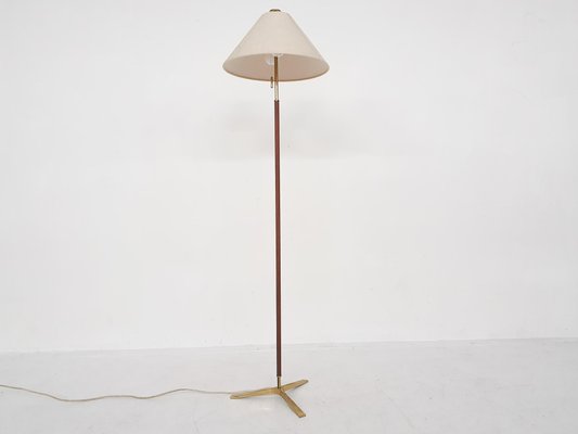 Brass Floor Lamp Denmark 1960s, Brass Floor Lamp With Table