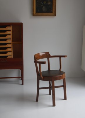 Early Modern Danish Cabinetmaker Captains Chair in Patinated Oak