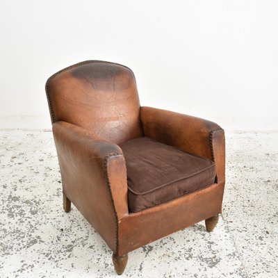 French Leather Club Chairs, Set of for sale at Pamono