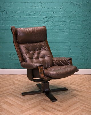 Mid Century Danish Brown Leather Swivel, Brown Leather Swivel Chair