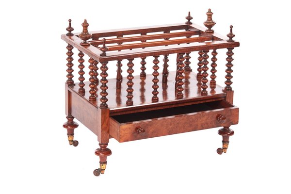 Large Antique Victorian Burr Walnut Magazine Rack for sale at Pamono