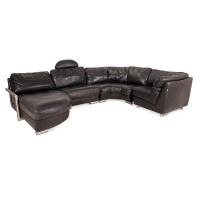Black Leather Sofa By Artanova Medea, Patent Leather Sofa