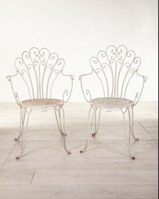 White Iron Garden Chairs 1960s Set Of 2 For Sale At Pamono