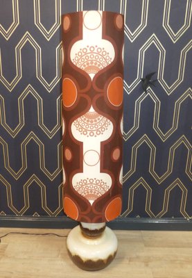 Floor Lamp with Ceramic Base and Space Age Shade, 1970s for sale
