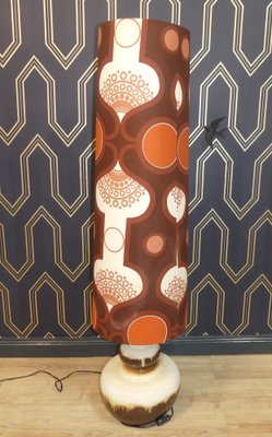 Floor Lamp with Ceramic Base and Space Age Shade, 1970s for sale