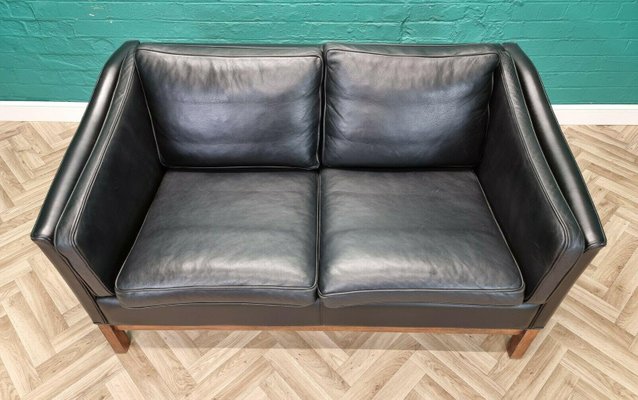 Vintage Danish Black Leather Sofa From, Modern Black Leather Sofa With Chrome Legs