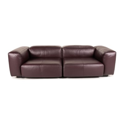Modular Purple Leather Two Seater Couch, Purple Leather Couches