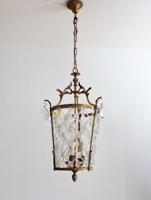 Vintage Italian Crystal Pendant Lamp Or Lantern With Bronze Frame 1950s For At Pamono Vintage Italian Crystal Pendant Lamp Or, Vintage Chandelier Crystal Pendant Light Fixtures Hallway Lighting
