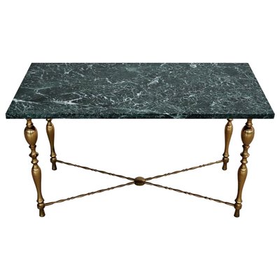 Italian Coffee Table With Marble Top, Marble Top Brass Base Coffee Table