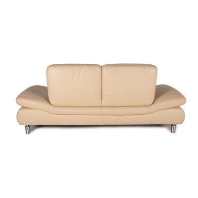 Rivoli Cream Leather Sofa From Koinor, Contemporary Cream Leather Sofa