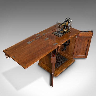 Antique English Walnut Sewing Machine Cabinet or Machinist Console, 1920s  for sale at Pamono