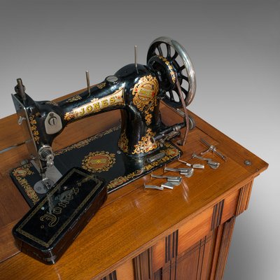 Antique English Walnut Sewing Machine Cabinet or Machinist Console