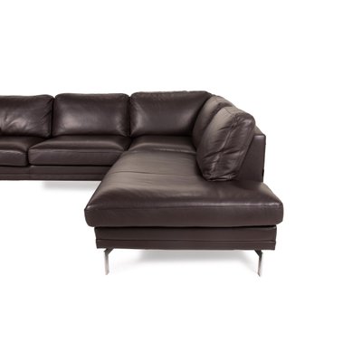 Dark Brown Leather Sofa From Furninova, Black Leather Sofa With Chaise