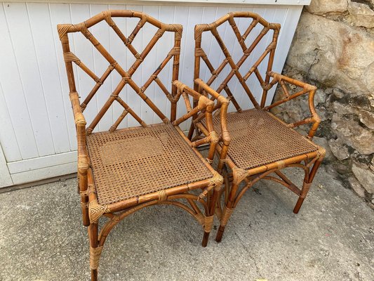 Vintage Wicker And Cane Chairs 1970s Set Of 2 Bei Pamono Kaufen