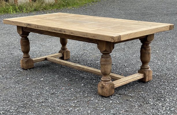 Large And Deep Bleached Oak Farmhouse, Solid Wood Farmhouse Dining Table