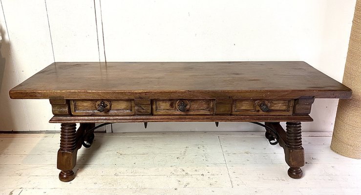 19th Century Spanish Coffee Table With, Antique Spanish Coffee Table
