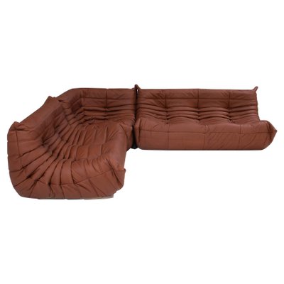 Togo Brown Leather Modular Sofa By, Leather Modular Sofa Pieces
