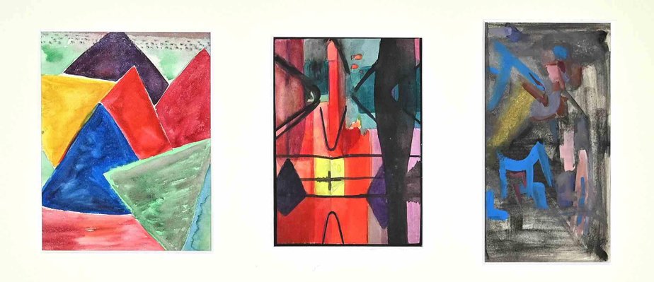 Unknown, Compositions, Original Watercolor Painting, Mid-20Th-Century For Sale At Pamono