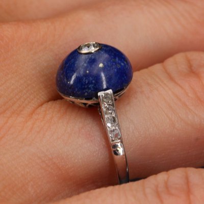 Lapis lazuli white gold ring clearance
