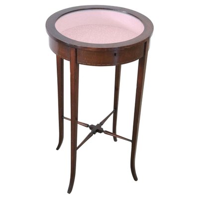 Round Pedestal Table With Display Glass, Round Display Table With Glass Top