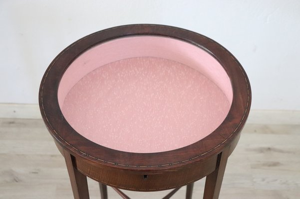 Round Pedestal Table With Display Glass Top 1920s For At Pamono Round Pedestal Table With Display Glass, Round Display Table With Glass Top