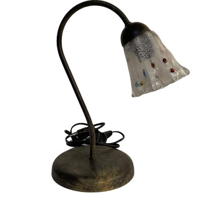Vintage Fl Table Lamp With Iron, Vintage Glass Shade Table Lamps