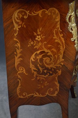 Antique Italian Leather Dresser Bombe Chest Nightstand Table