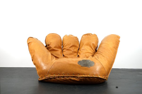 Vintage Leather Lounge Chair By, Leather Baseball Glove Chair