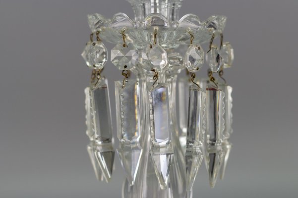 Cut Glass Hurricane Table Lamp, Vintage Glass Lamps With Hanging Crystals