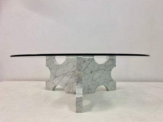 Italian Carrara Marble Coffee Table, Italian Carrara Marble Coffee Table