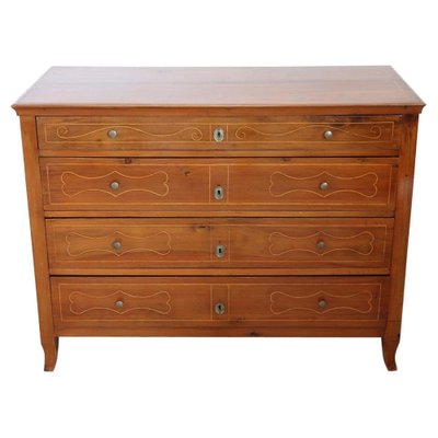 Antique Cherry Wood Chest of Drawers 1850s