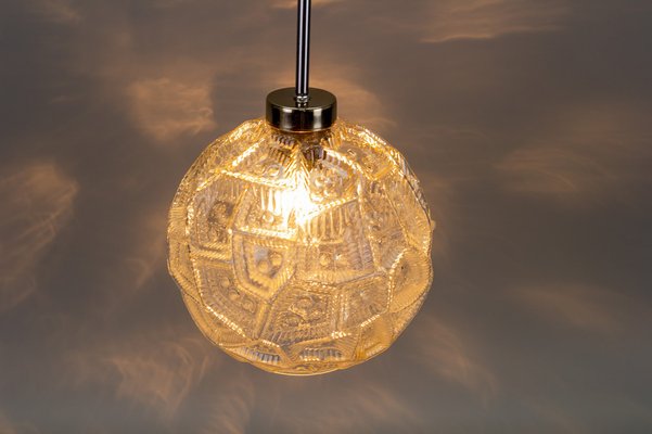 Mid-Century Modern Glass Chrome Pendant Light for sale at Pamono