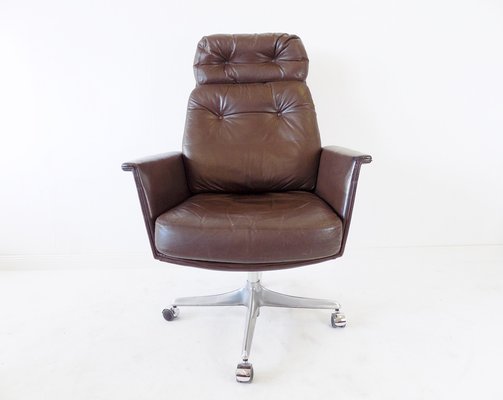 Brown Leather Desk Chair By Horst, Leather Rolling Chair