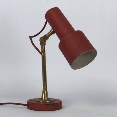 Vintage Red Brass Table Lamp from Stilnovo, 1950s for sale at Pamono