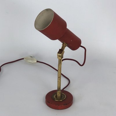 Vintage Red Brass Table Lamp from Stilnovo, 1950s for sale at Pamono