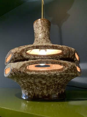 Mid-Century West German Stoneware Large Brutalist Lamp in the