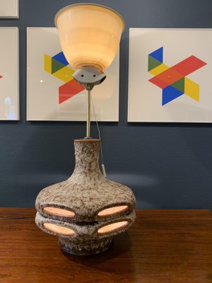 Mid-Century West German Stoneware Large Brutalist Lamp in the